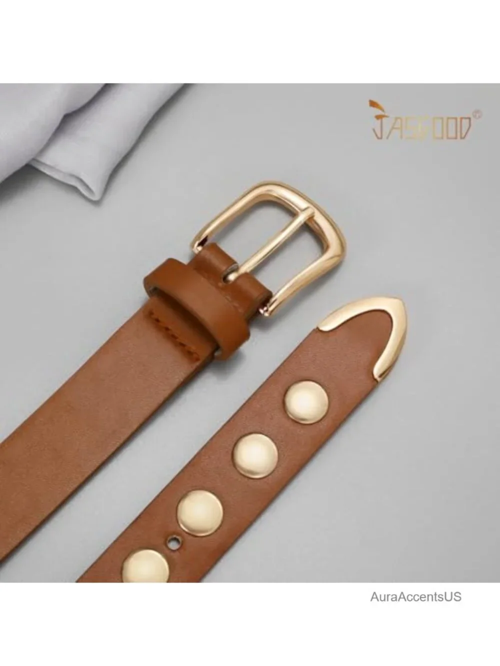 Faux Leather Studded Punk Belt for Women - PU Leather Belts for Jeans, Pants,